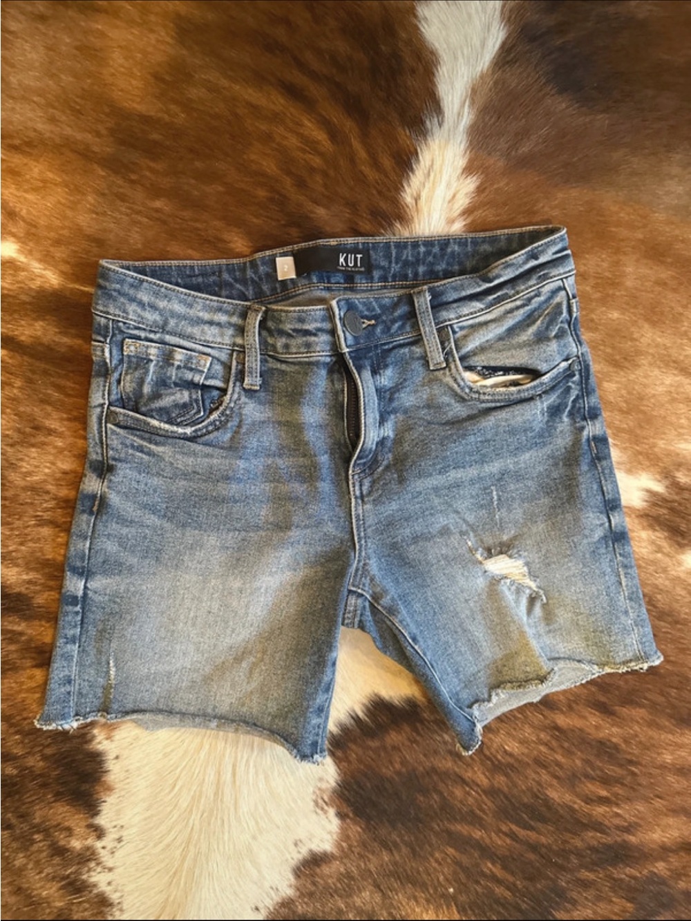 Kut from the Kloth Light Blue Distressed Denim Cutoff Shorts